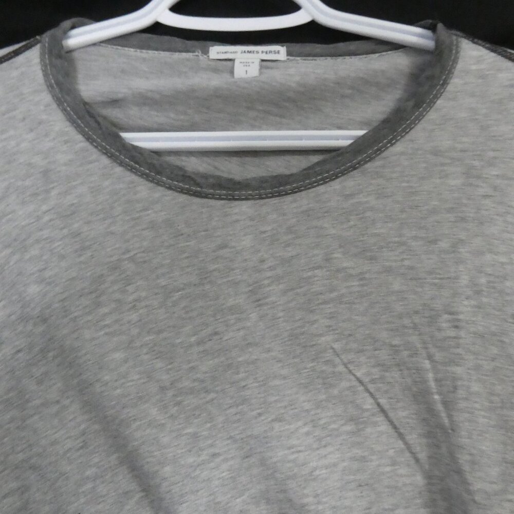 Standard JAMES PERSE | size 1 | Grey Long Sleeve Shirt W/ Stripes | Made In USA